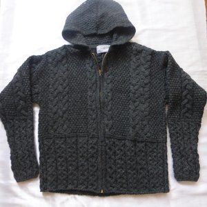 Irish Kerry Traditions Celtic Gray Wool Hoodie Sweater